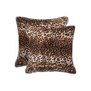Luxe Home Decor Belton Faux Fur Pillow | 2-Piece | El paso leopard | 18"x18"